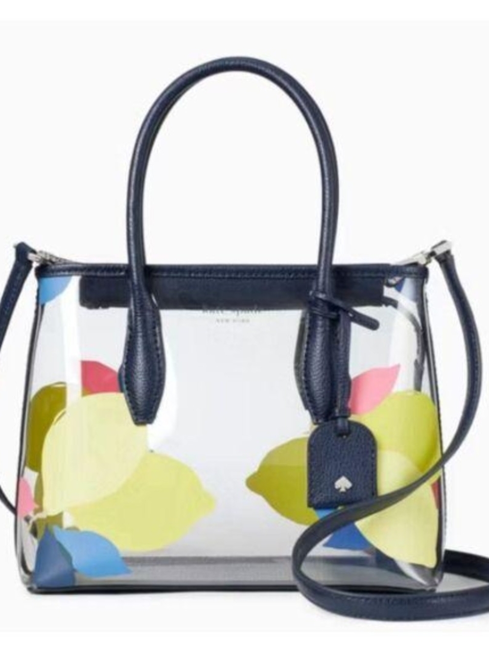 kate spade Clear Tote with Navy Trim and Lemon Print
